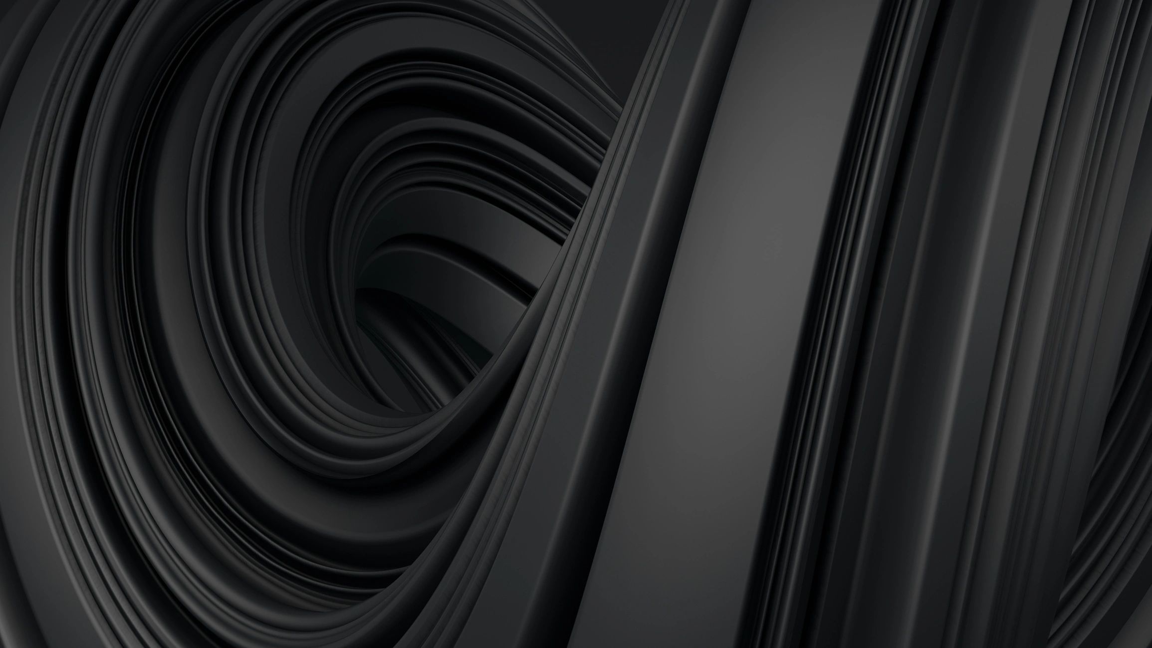 Abstract twisted dark shape on black background